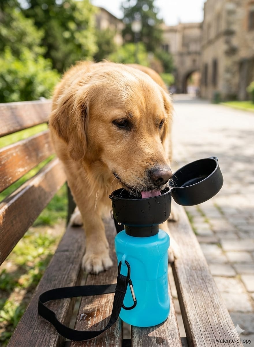 Garrafa Portátil para Cães e Gatos com Taça Dobrável 650 ml