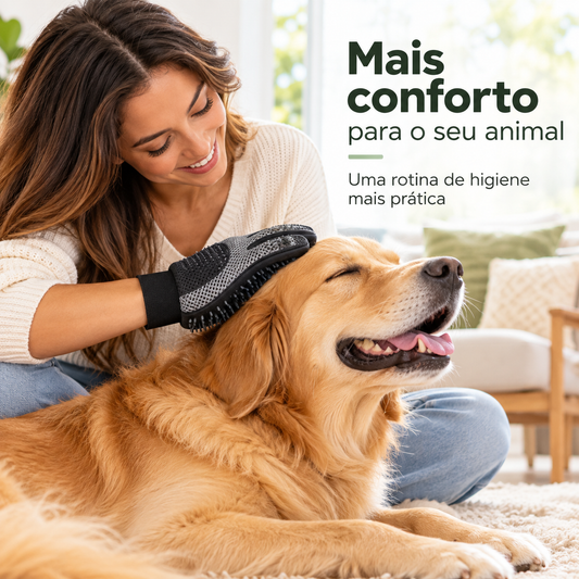 Luva de Banho e Massagem para Animais com Mangueira