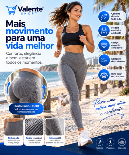 Leggings Push Up Anticelulite 3D Cinzento (Tamanho M = M/L)