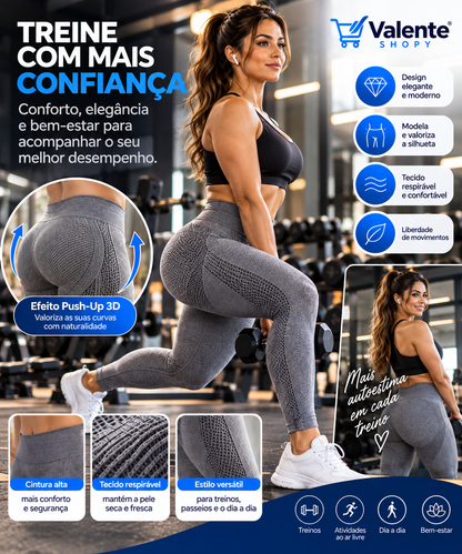 Leggings Push Up Anticelulite 3D Cinzento (Tamanho M = M/L)