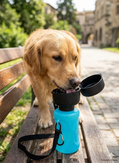Garrafa Portátil para Cães e Gatos com Taça Dobrável 650 ml