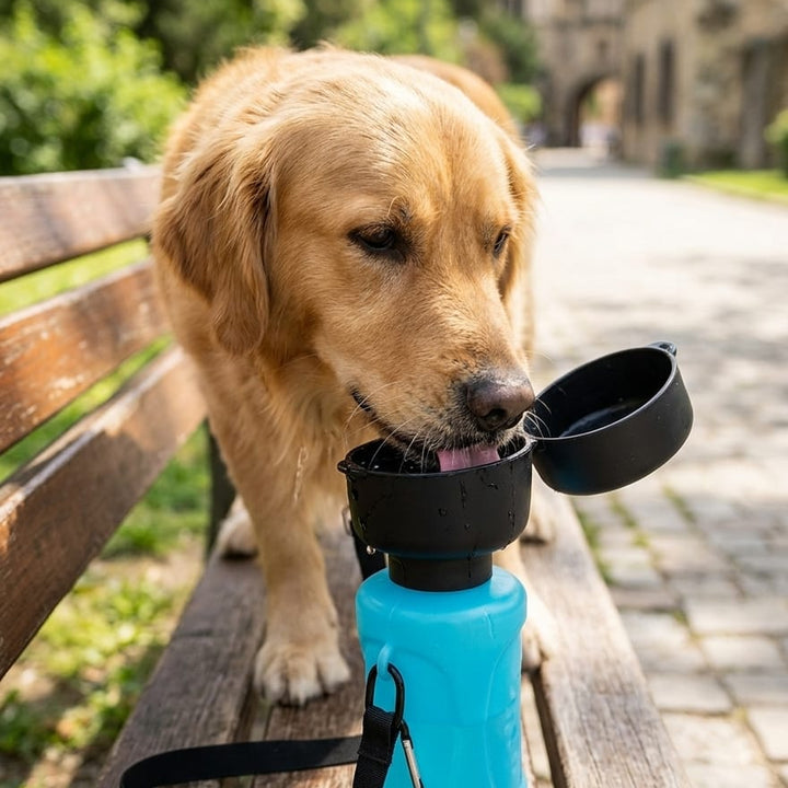 Cantil de Viagem para Pets 💧 Sistema Antifuga & Mosquetão Incluído 🎒
