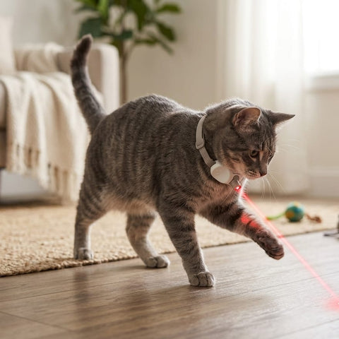 Coleira Laser Inteligente ✨ Brinquedo Interativo e Recarregável 🐈