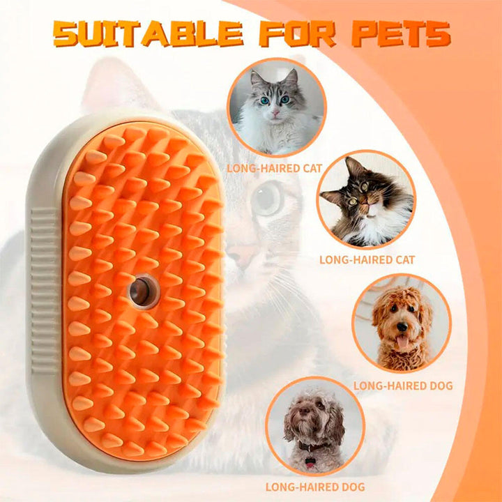 🐱🐶 Escova de Limpeza a Vapor – Pelo Saudável, Brilhante e Sem Nós! 🌪️❤️