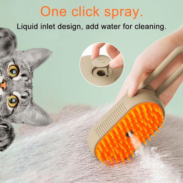 🐱🐶 Escova de Limpeza a Vapor – Pelo Saudável, Brilhante e Sem Nós! 🌪️❤️