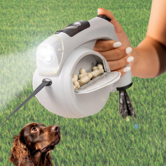 Guia Extensível Multifunções 4m 🦴 Com Dispensador de Sacos e Água 🐈
