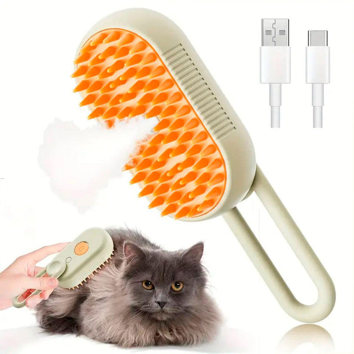 🐱🐶 Escova de Limpeza a Vapor – Pelo Saudável, Brilhante e Sem Nós! 🌪️❤️